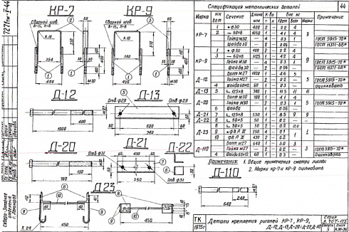 Деталь крепления ригелей Д-21 (3.407-115)